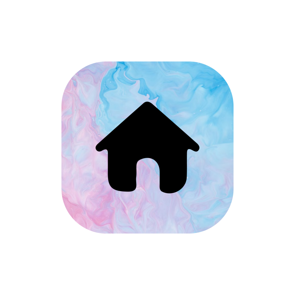 A house icon with a pink and blue background png