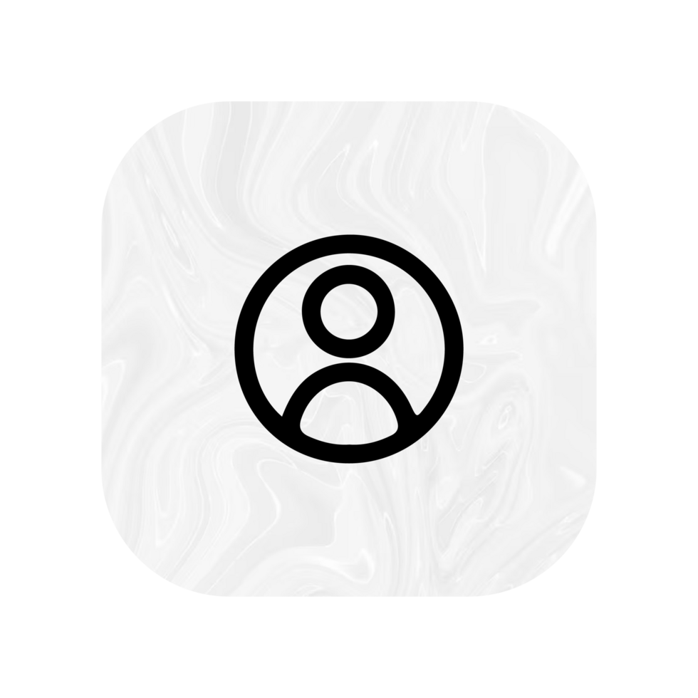 A white icon with a person in the center flat png