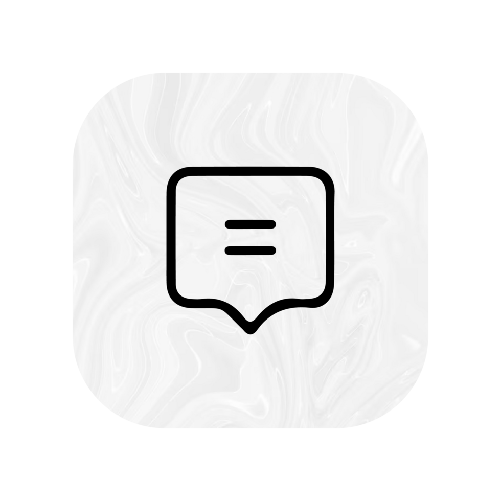 A white and flat icon with a speech bubble png
