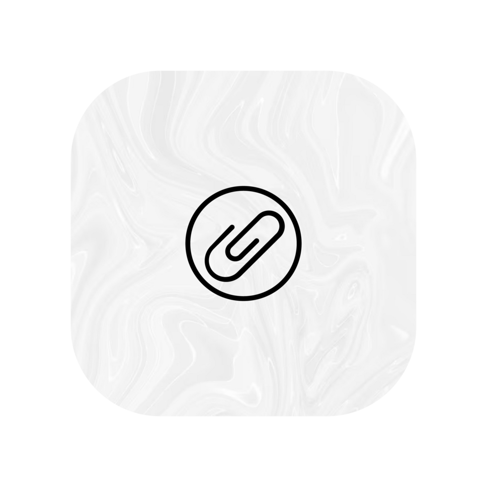 A white and black icon with a paper clip on it png