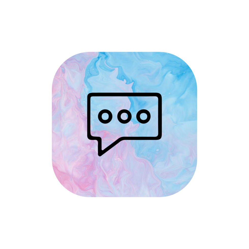 A blue and pink chat bubble icon png