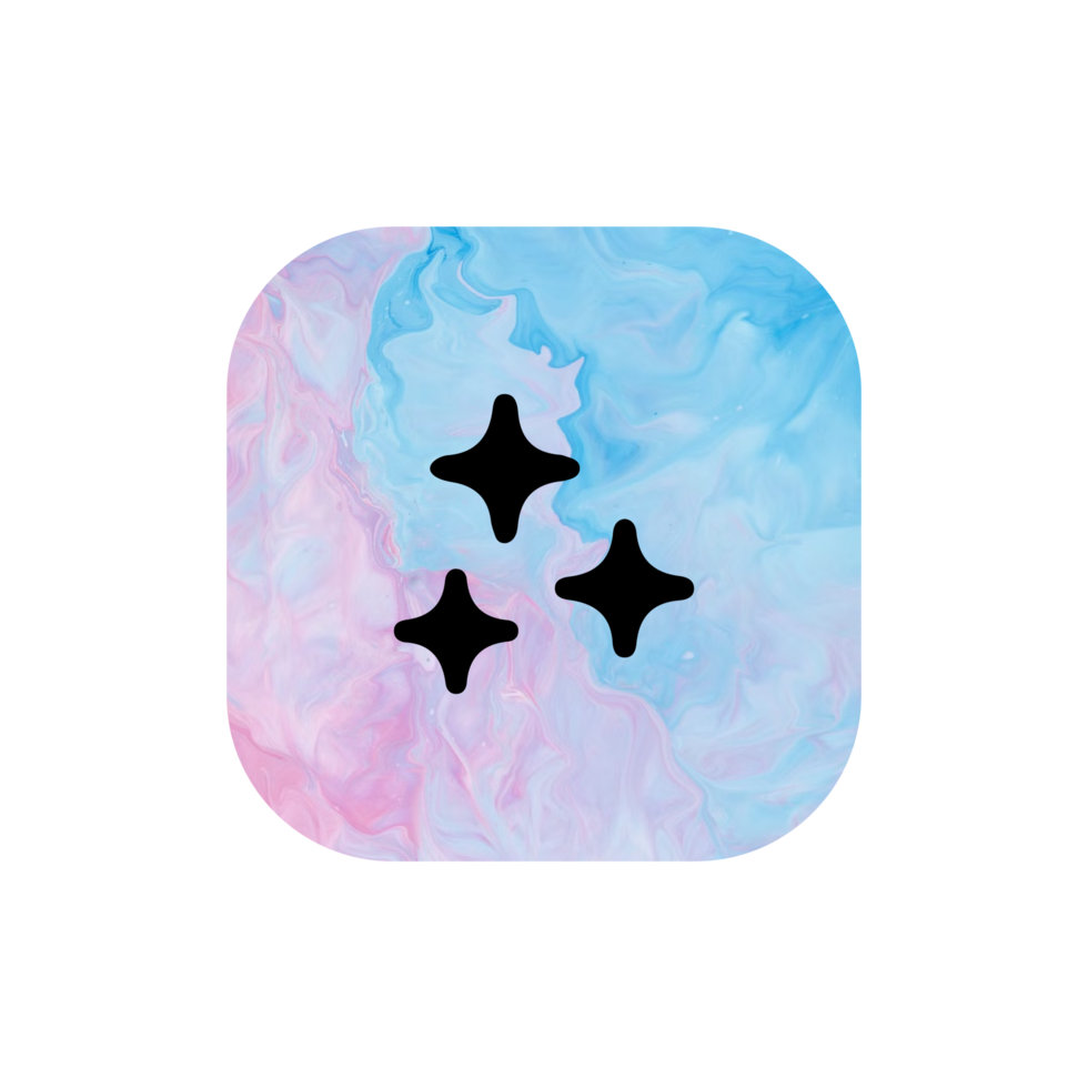 A blue and pink app icon with stars png