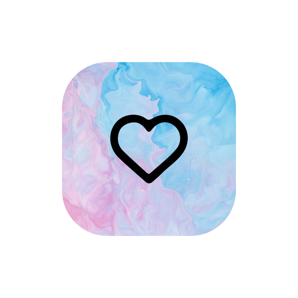 A blue and pink heart icon on an app icon png