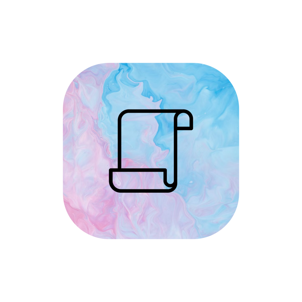 A pink and blue app icon with a paper roll png