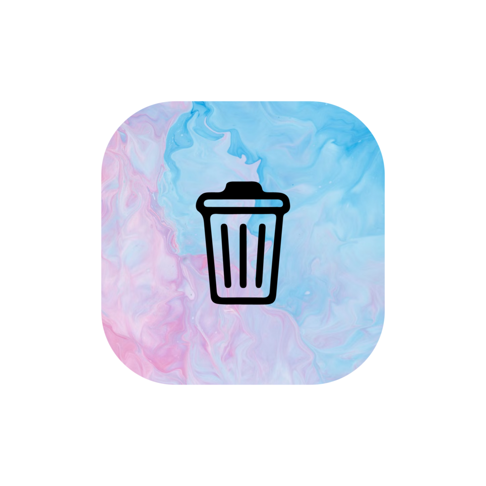 A trash can icon on a flat shape png