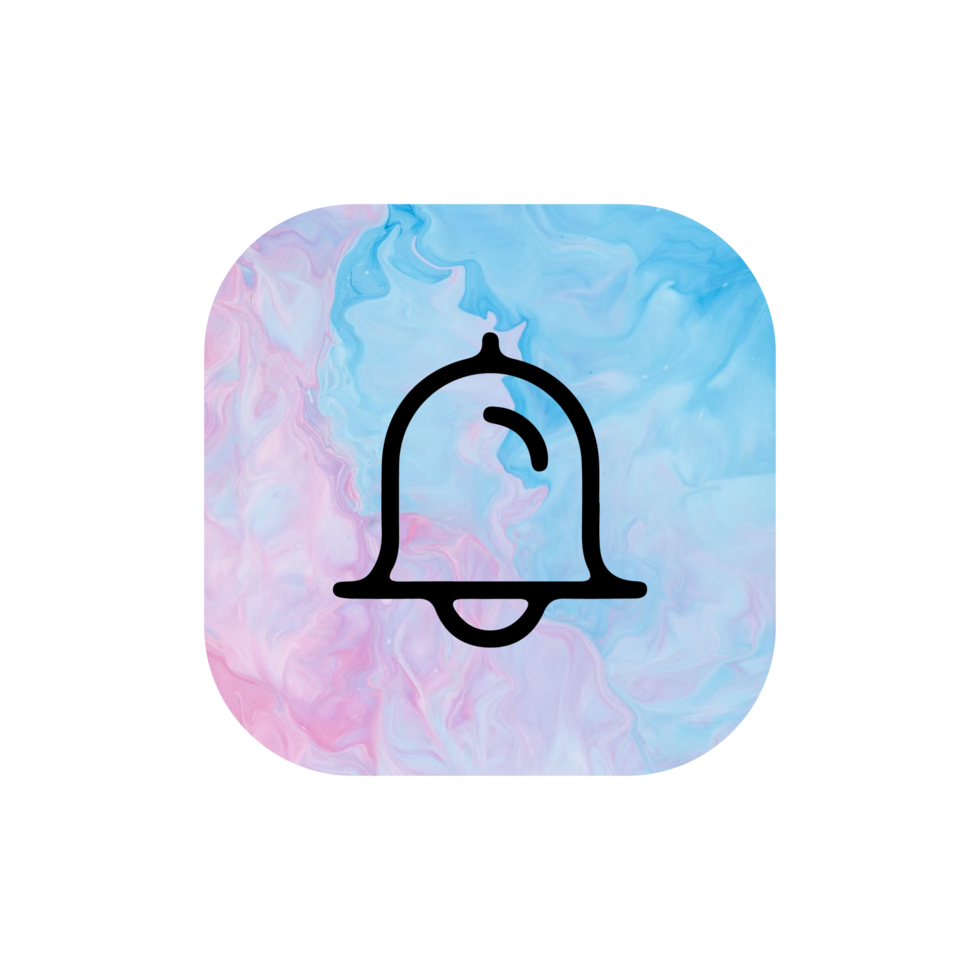 A bell icon on a flat shape flat png
