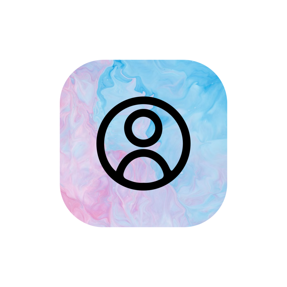 A blue and pink app icon with a person in the center png