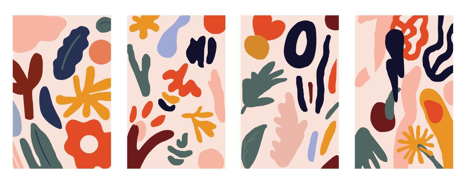 Set of creative universal card templates. Hand Drawn textures. Illustration. vector