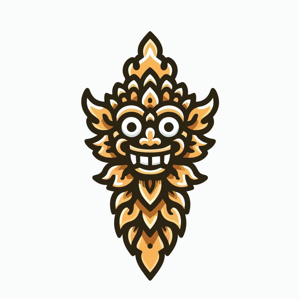 Logo Fiery Red Bali Barong Demon Face Ornament Design vector