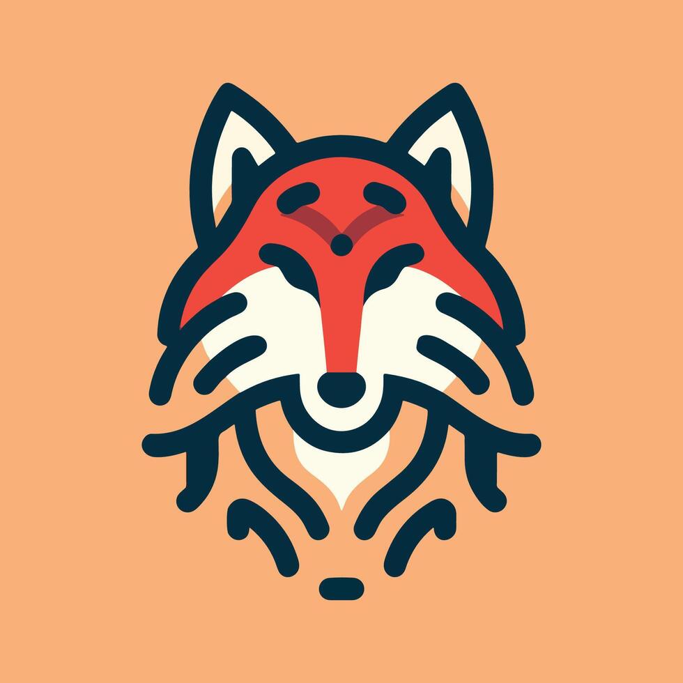 Fox Face Emblem with Tribal Artistic Touch vector
