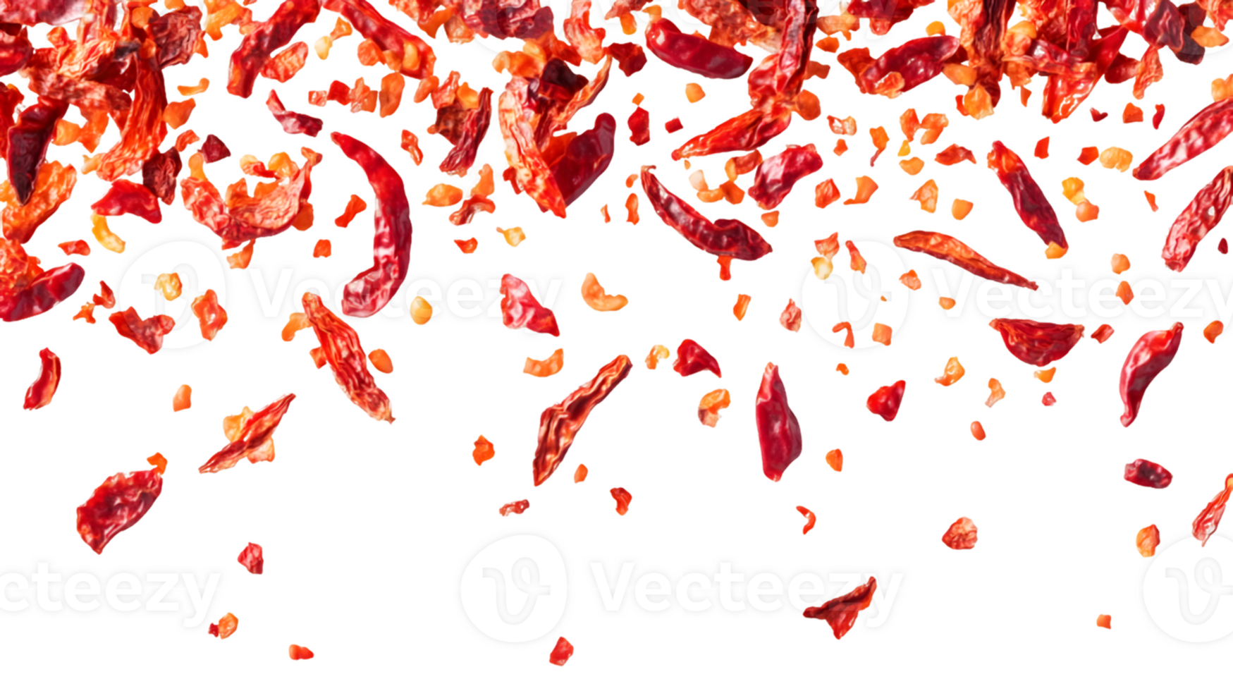 Red Chili Pepper Flakes Falling on Transparent Background png