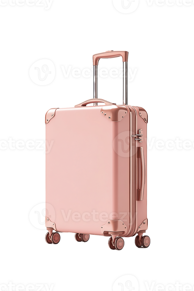 Pink Metallic Suitcase On Transparent Background png