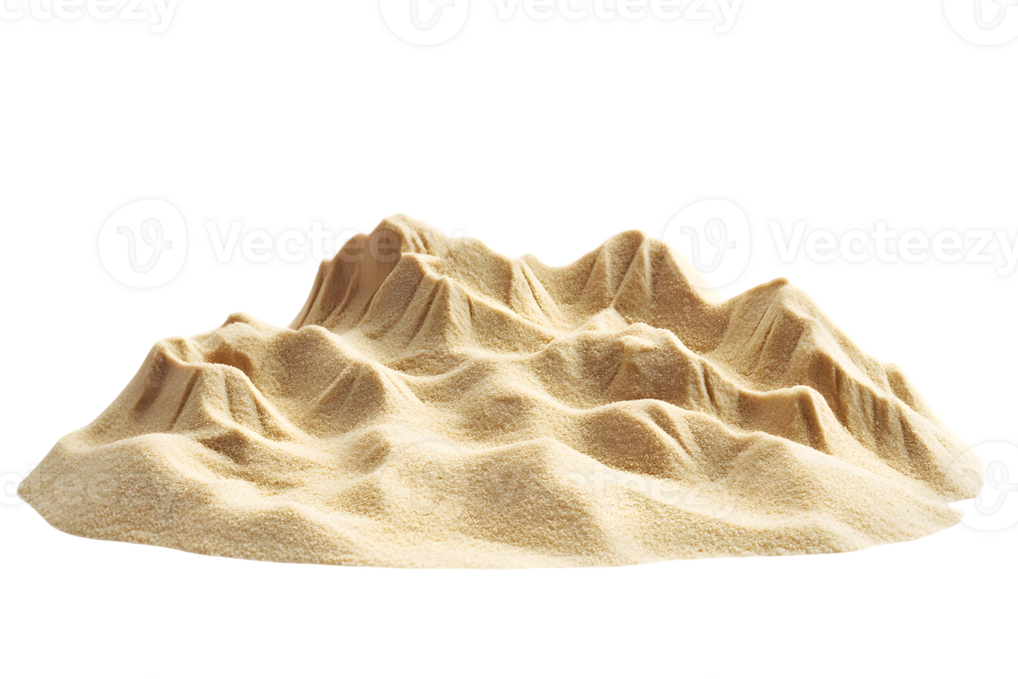 Light Beige Sand Pile Resembling Miniature Mountains Against Transparent Background png