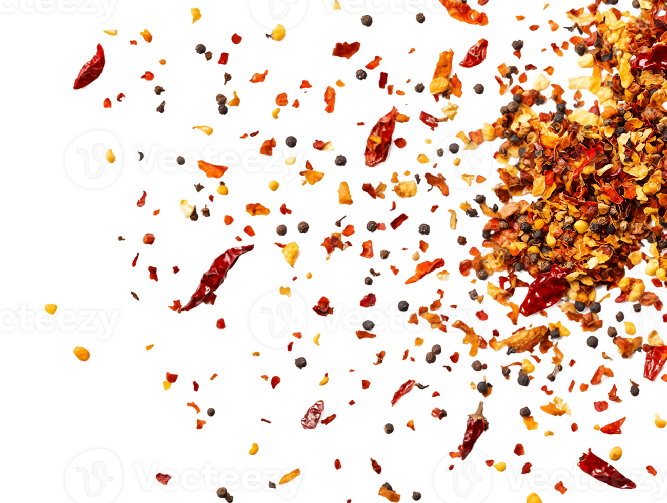 Red and Black Pepper Explosion on Transparent Background png
