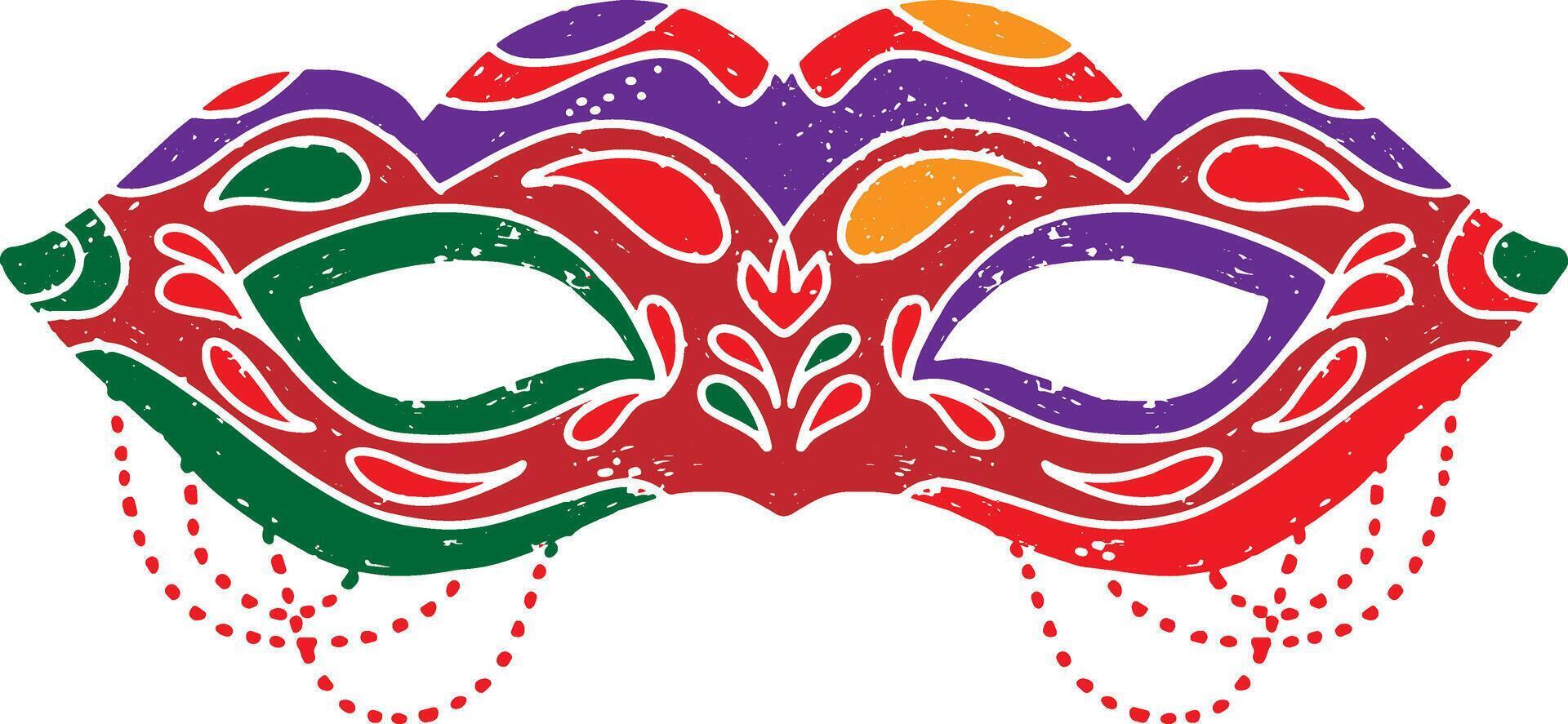 a colorful carnival mask, with beads on it vector