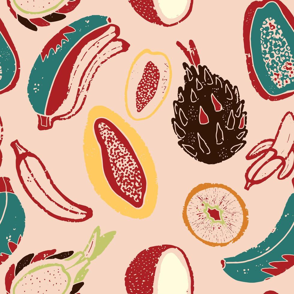 tropical fruit seamless. pattern vector