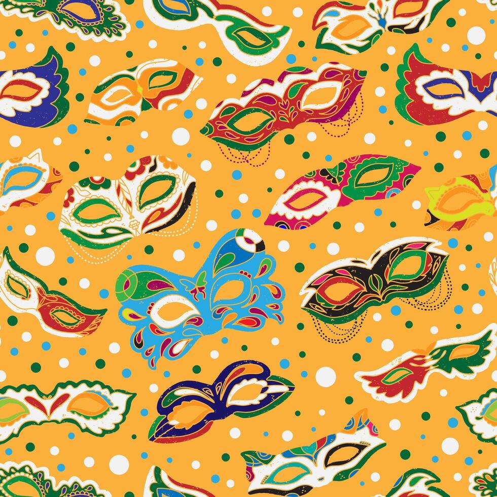 mardi gras masks seamless pattern vector