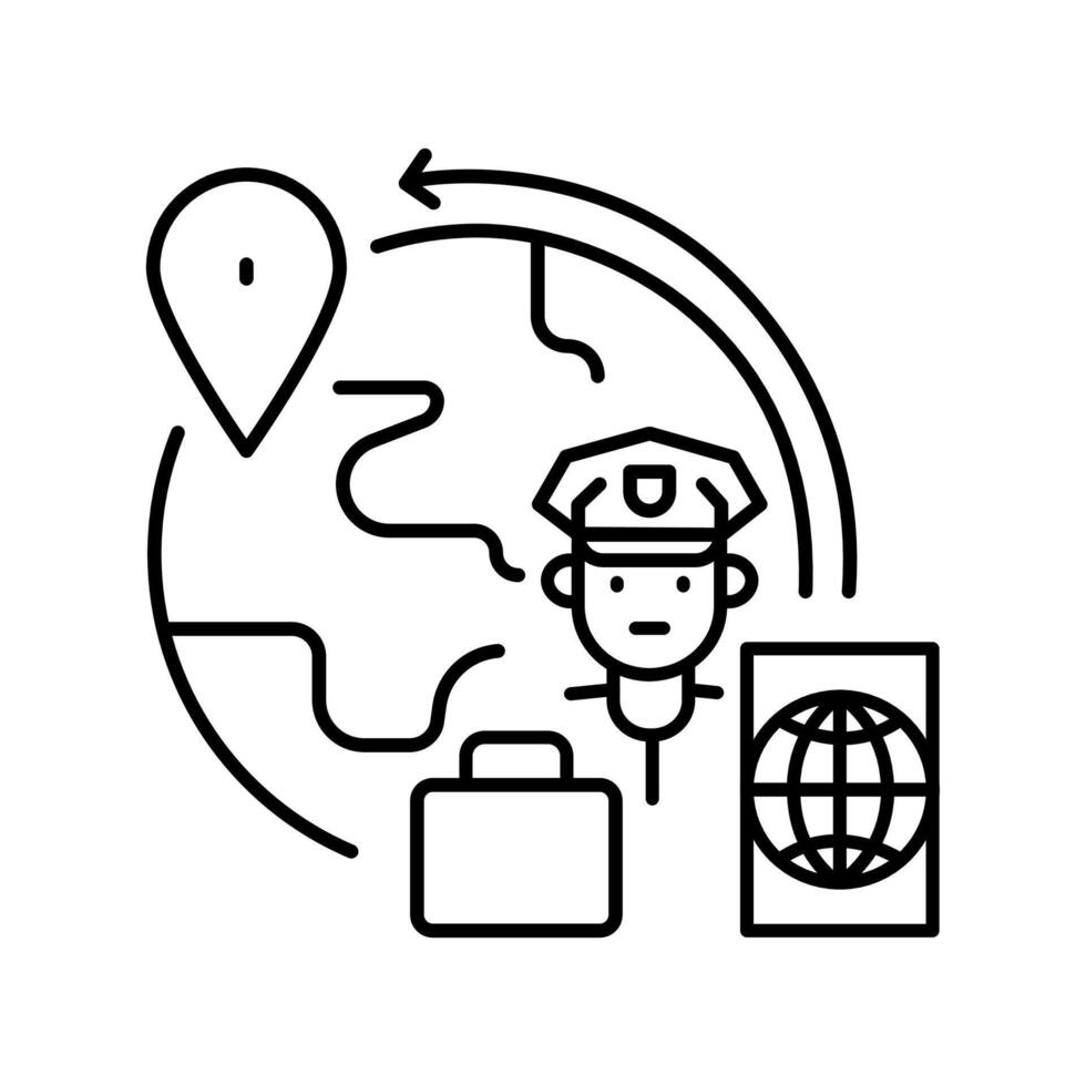 migration policy black line icon. vector