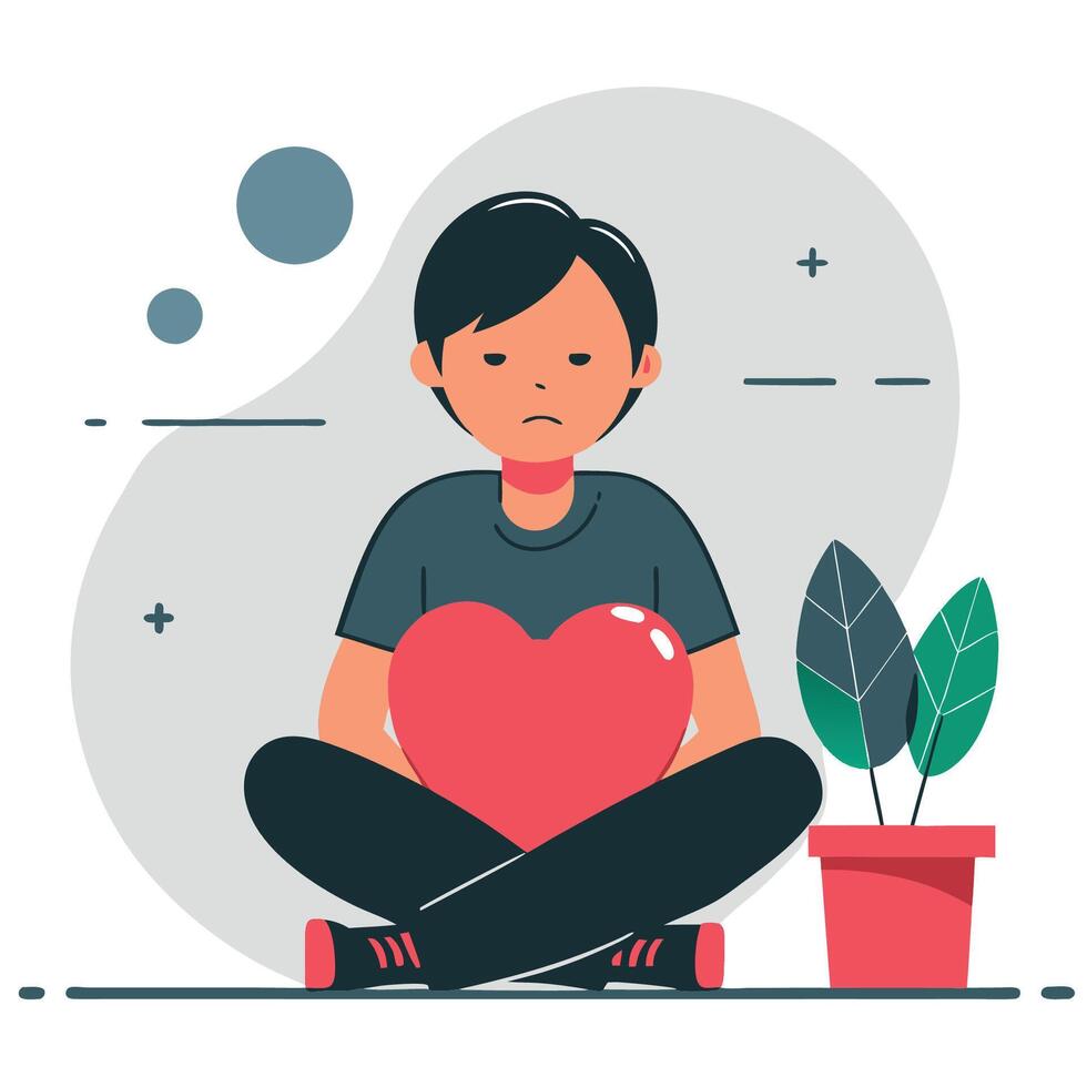 A Solitary Figure Conveys and Isolation in a Surreal Landscape vector