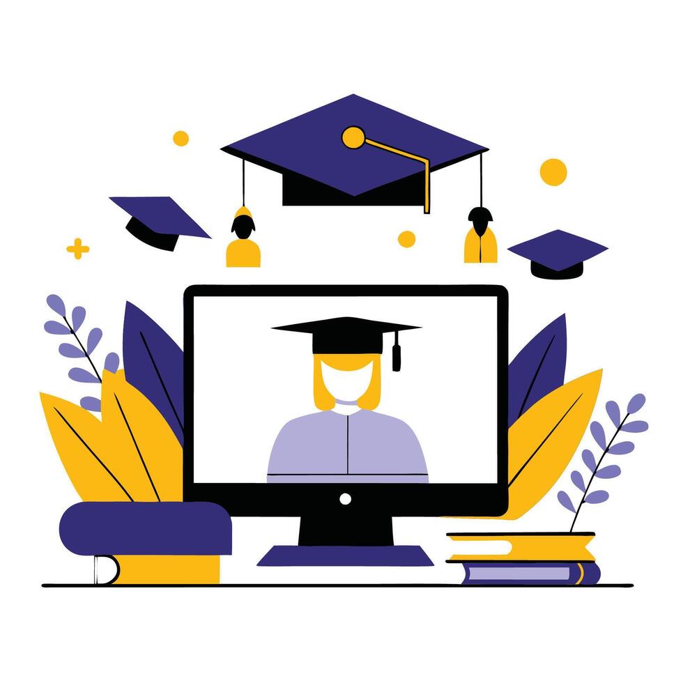 Online Education A Modern Approach to Learning with Digital Tools vector