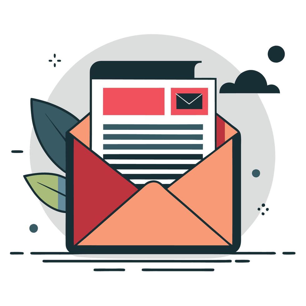 Creative Newsletter Concept with Hand drawn Illustrations and Colorful Layout vector