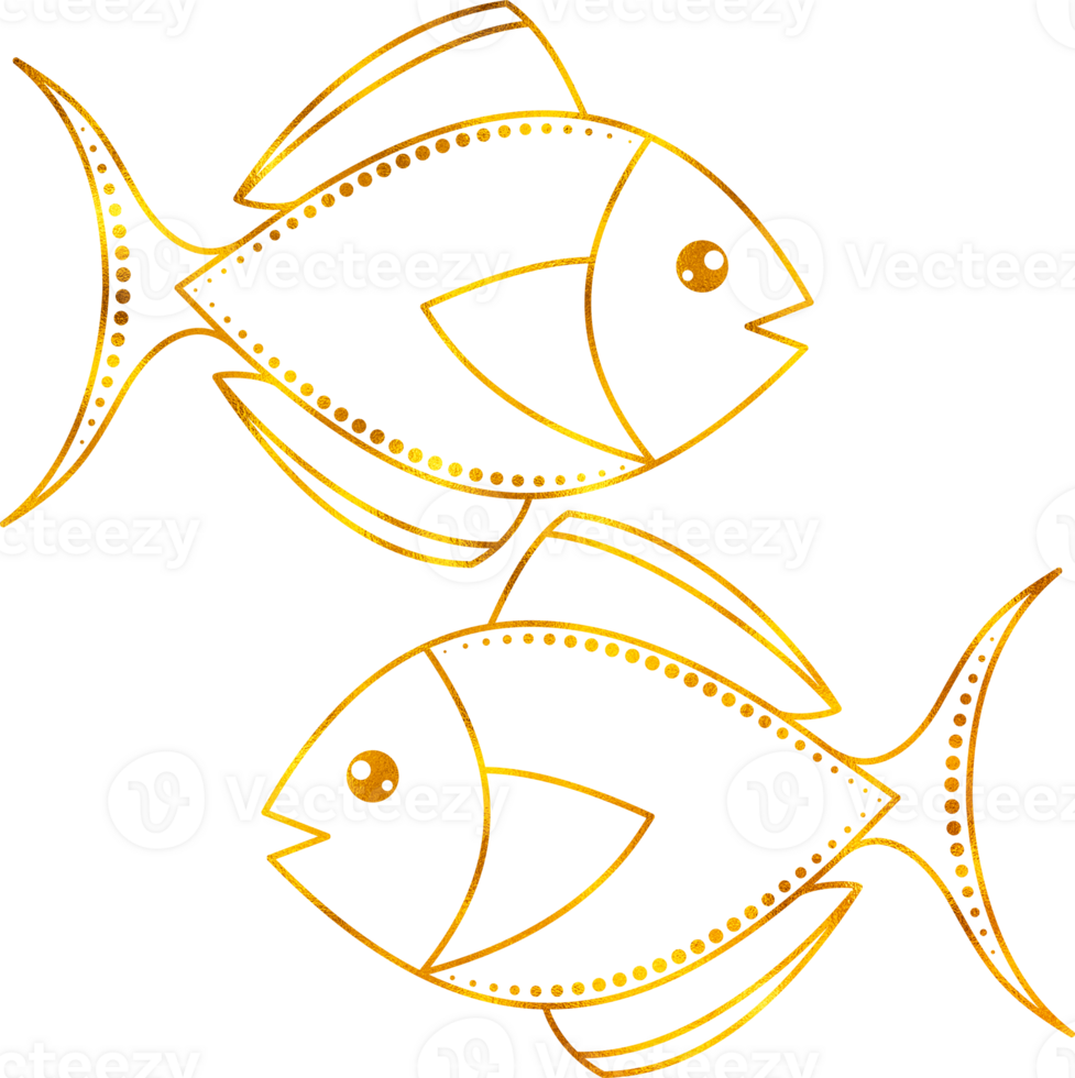 Pisces zodiac sign in line art style. png