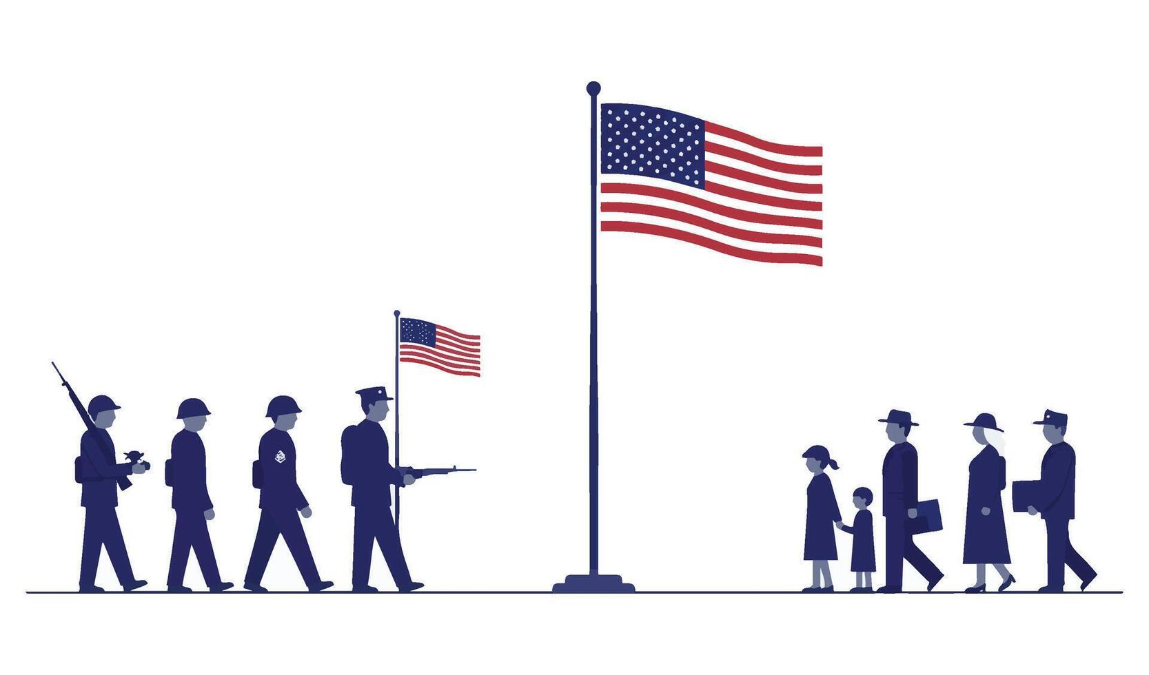 USA Flag Remembrance in Memorial Holiday with Patriotic Military Tribute and American Flag Waving Artwork vector