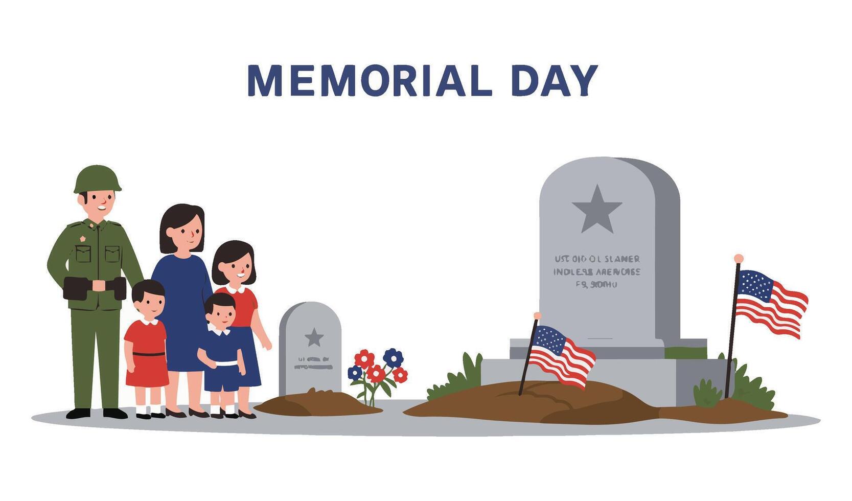 Memorial Holiday Celebration with Military Honor and USA Flag Remembrance in American Memorial Event Art vector