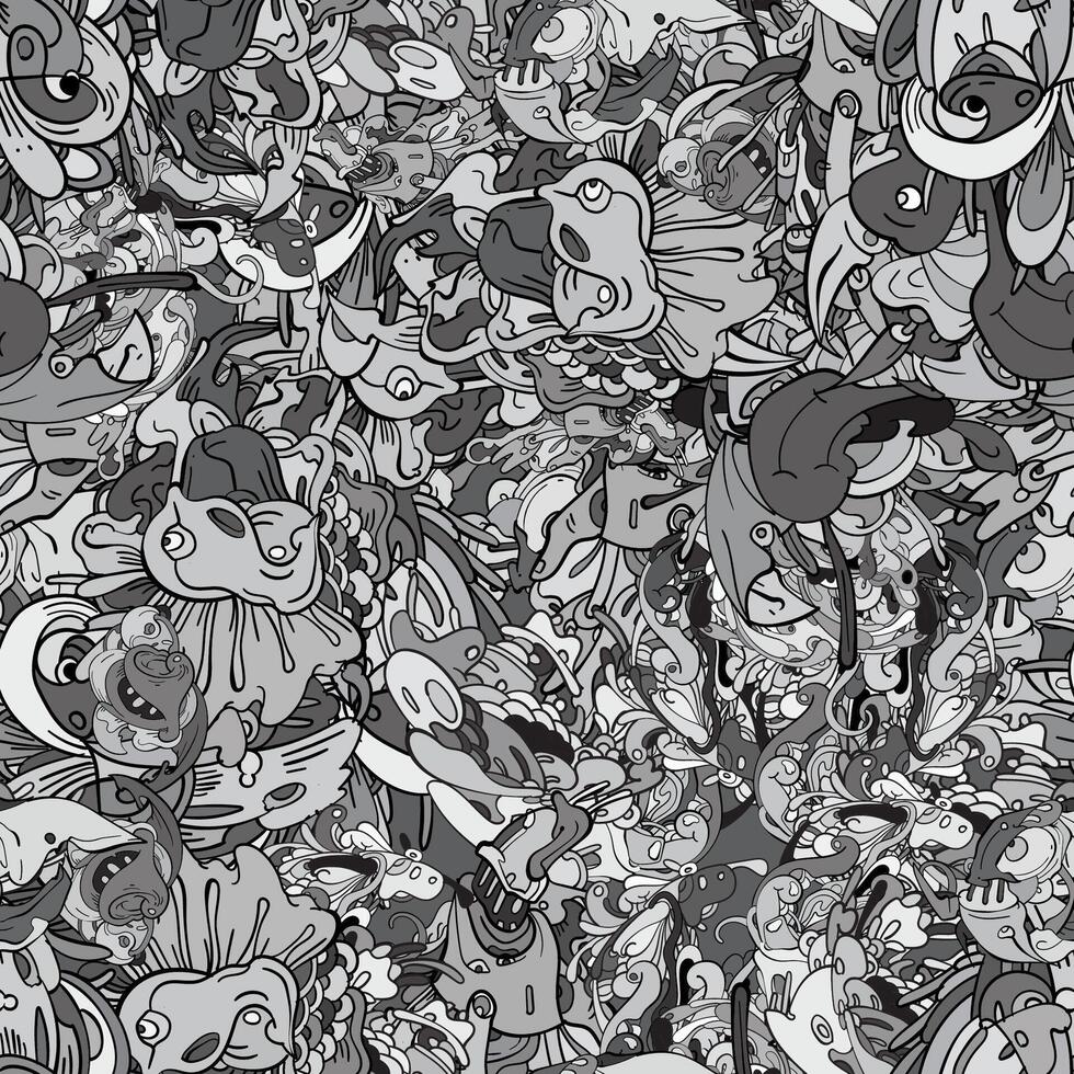 seamless pattern unique doodle psychedelic art background vector