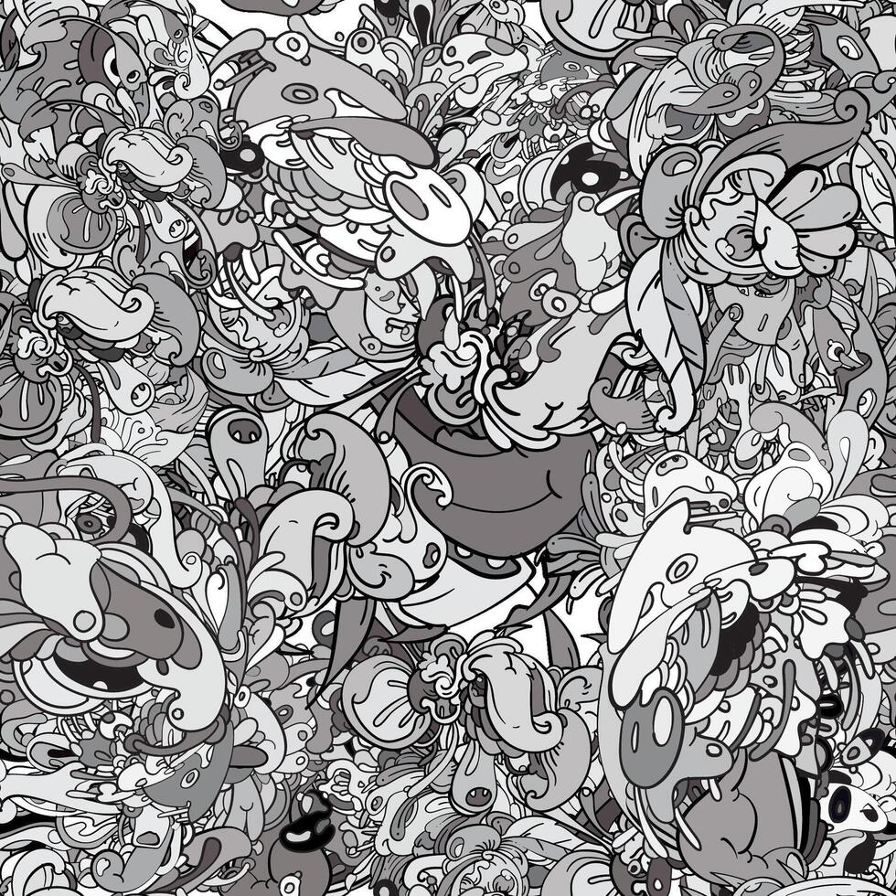 seamless pattern unique Psychedelics doodle art background vector
