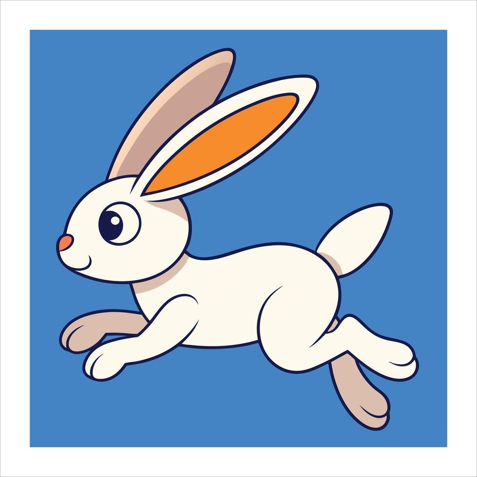 cartoon rabbit running on a blue background vector