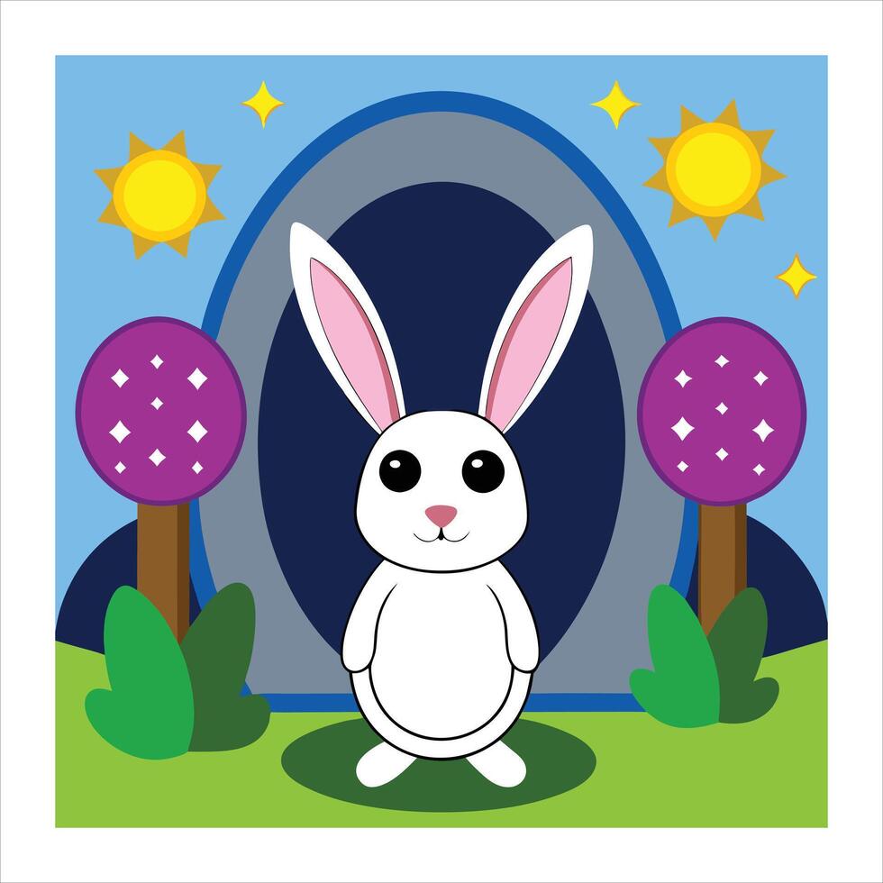 cartoon rabbit standing in front of a door vector