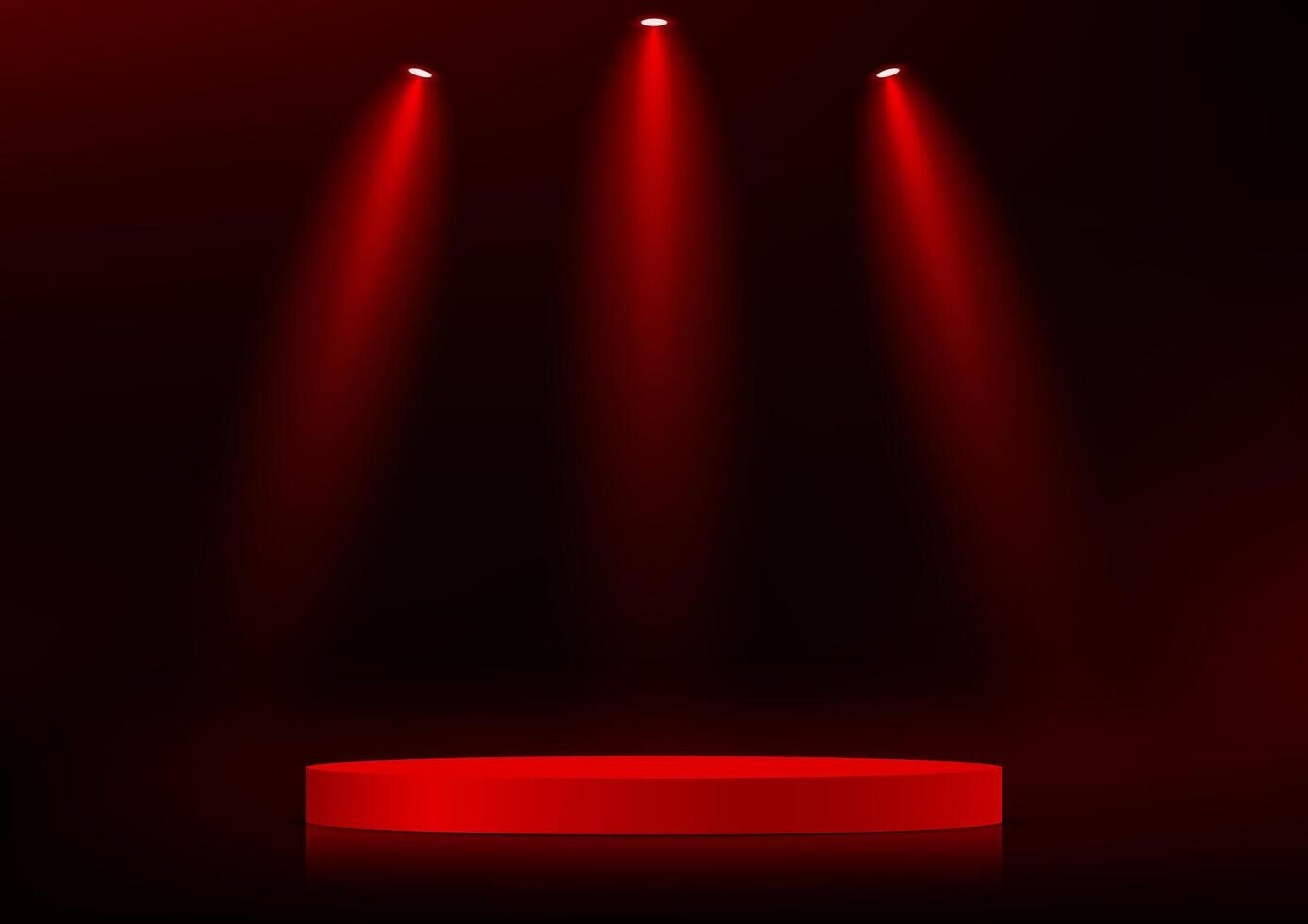 Dark studio room background. Black color background 3d with red podium. Empty room with light effect. Space for selling products on the website. illustration. vector