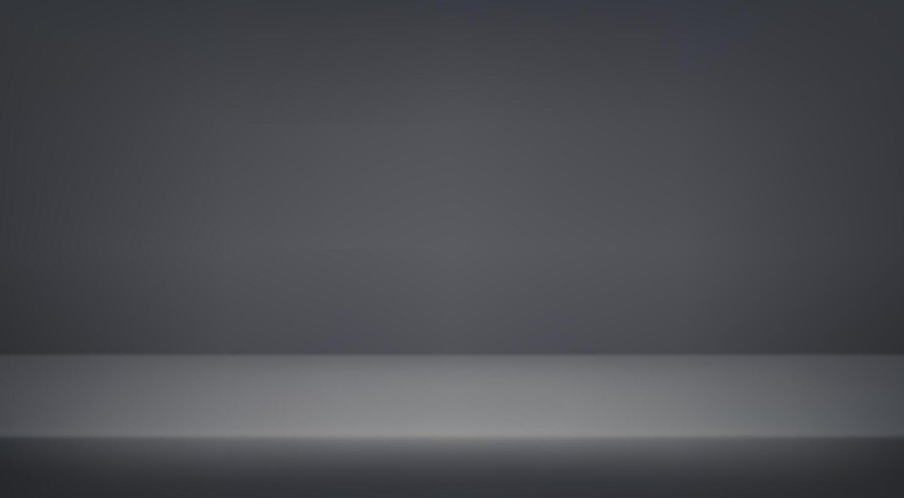 Empty black and gray studio background. Empty Room Studio with table. Space for selling products, backdrop, wallpaper, background, text. Gradient table. illustration. vector