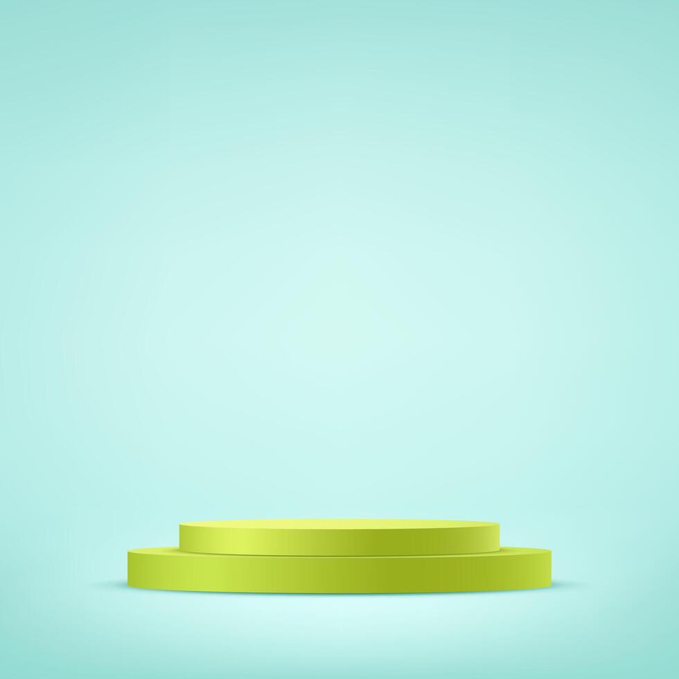 Blue background 3d with green podium Space for selling products on the website. Product display background. illustration. vector