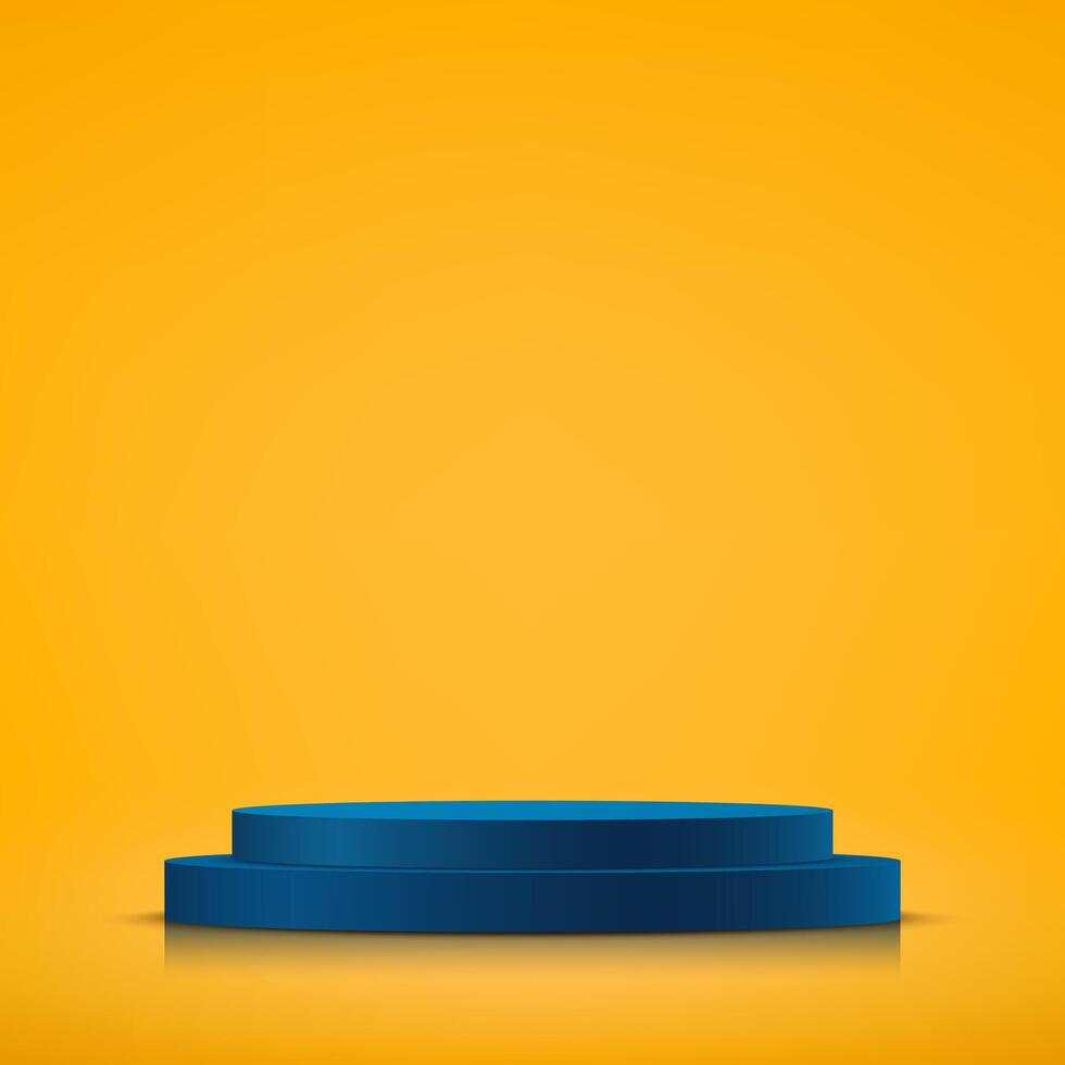 Yellow background 3d with blue podium Space for selling products on the website. Product display background. illustration. vector