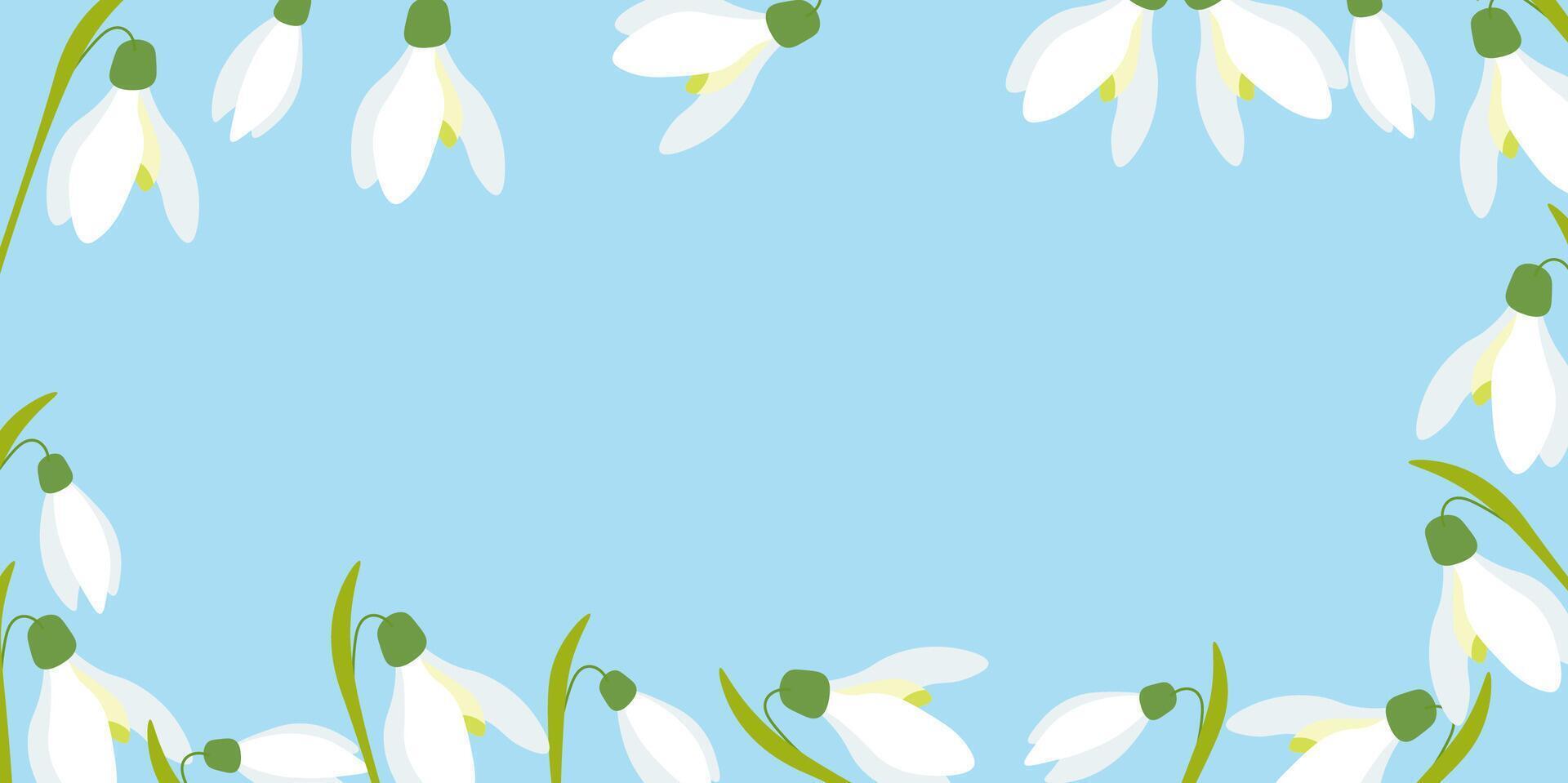 Spring background with snowdrops. Design concept for the protection of the environment, the arrival of spring. vector