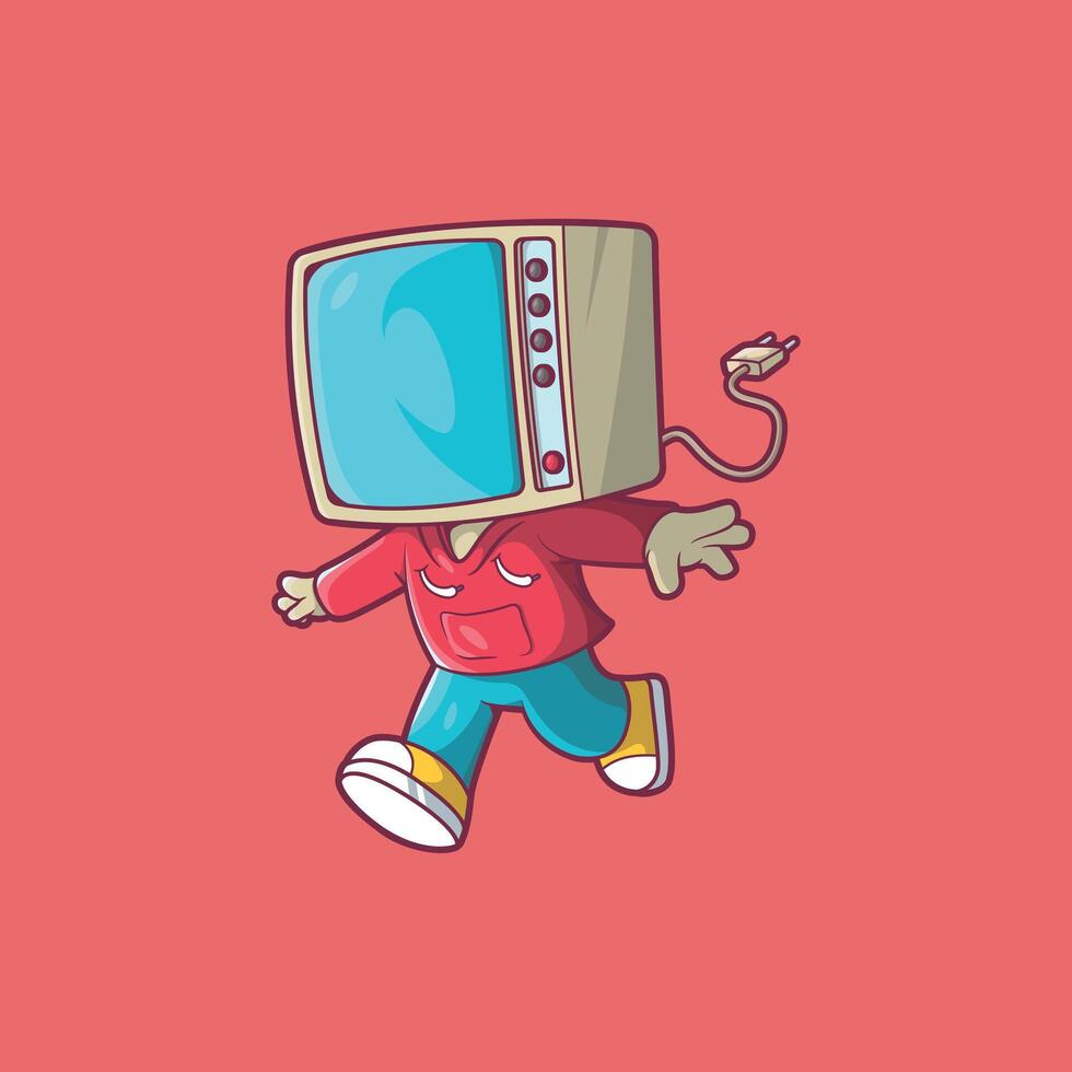 A TV character running with open arms. vector