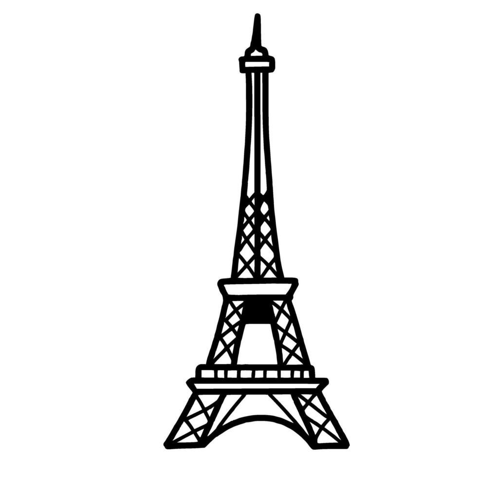 Eiffel Tower Hand drawn line art Paris Illustration vector
