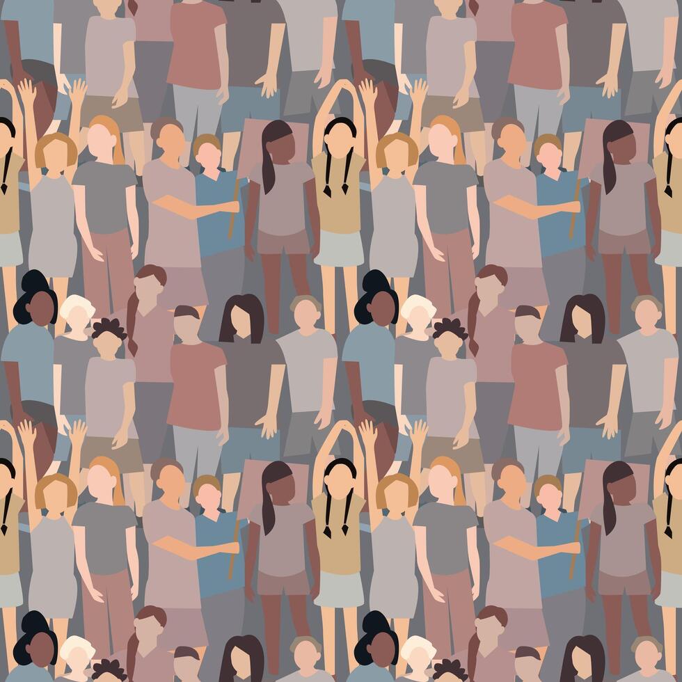 Children crowd seamless pattern vector