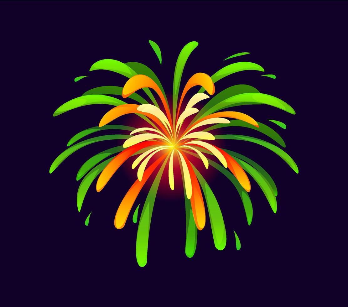 Patrick day cartoon firework golden, green sparks vector