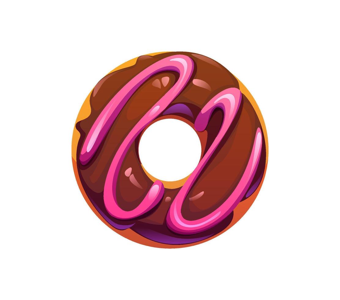 Fast food donut alphabet font typeset letter O vector