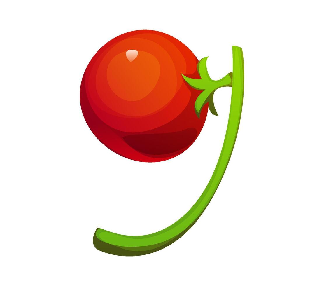 Cartoon Mexican font tomato number 9 nine vector