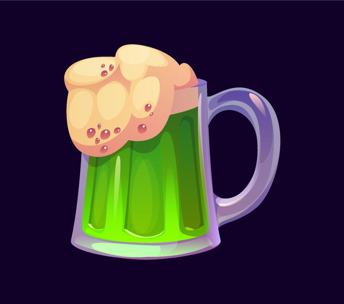 St Patrick day cartoon green ale beer pint mug vector