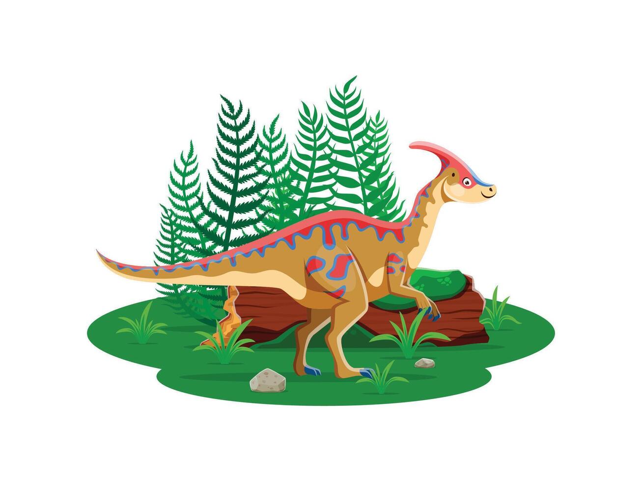 An illustration of a dinosaur standing in the grass vector