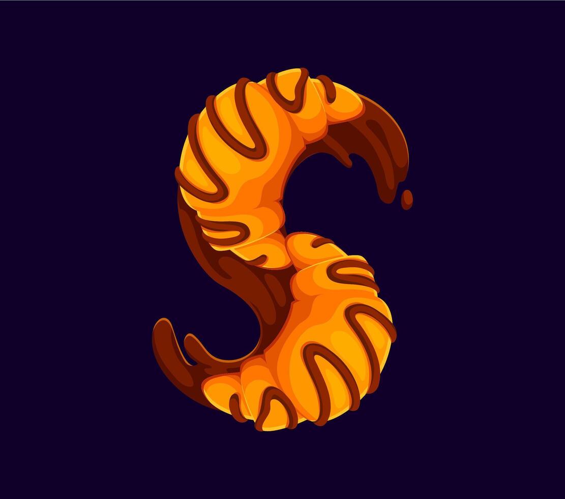 Fast food croissant cartoon ABC font letter S vector