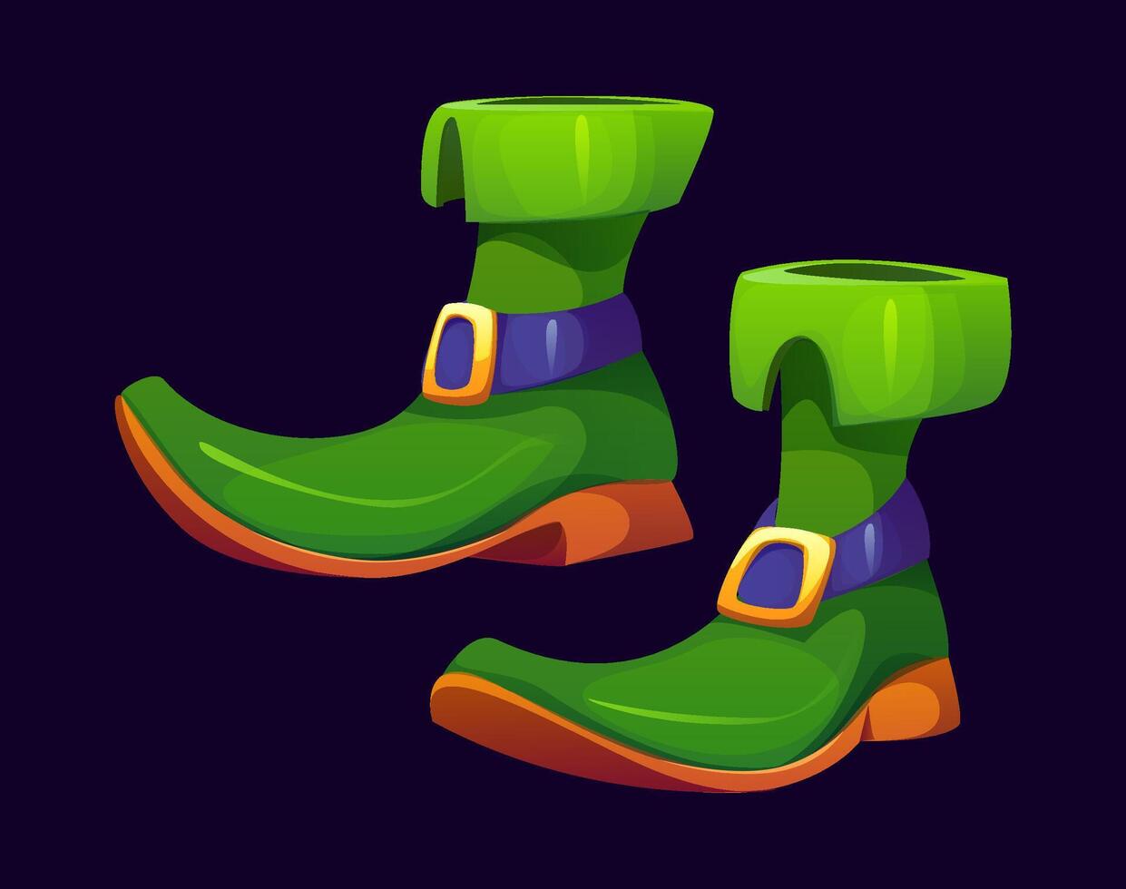 St Patrick Irish holiday, cartoon leprechaun shoes vector