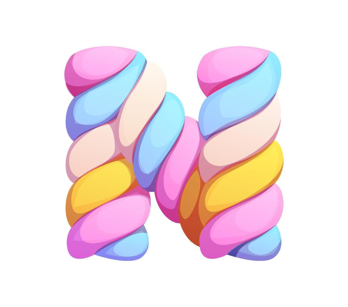 Fast food marshmallow alphabet font letter N vector