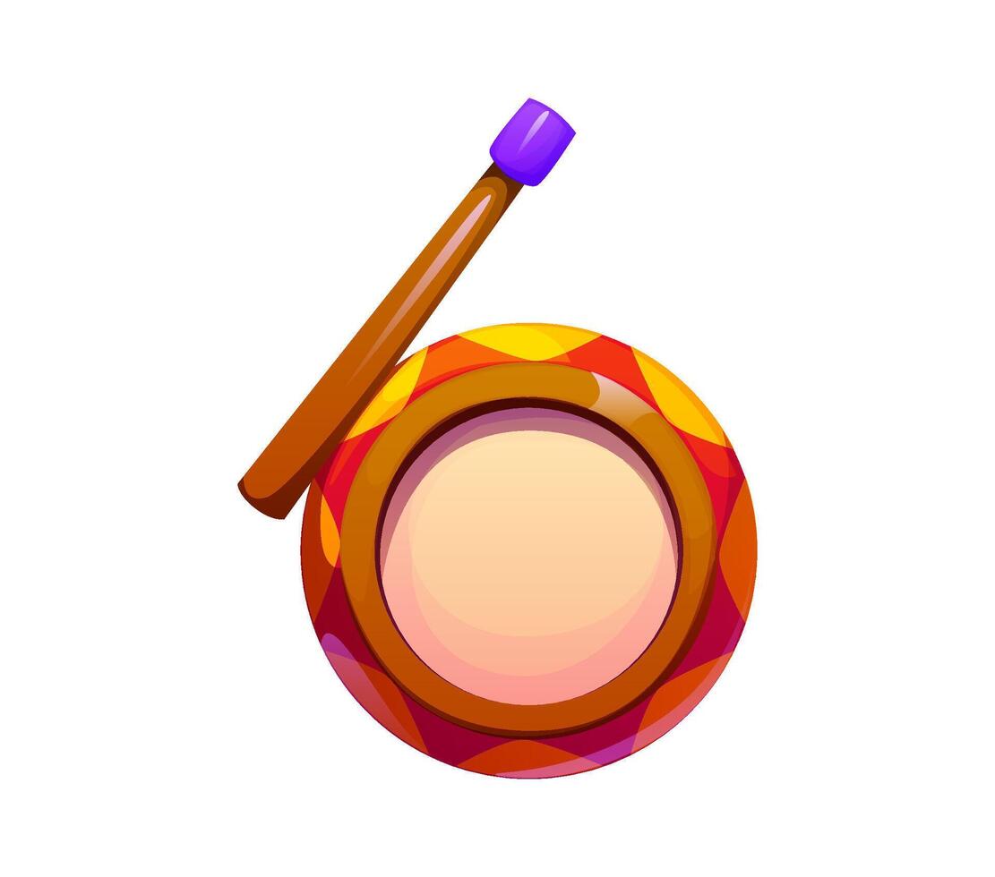 Cartoon circus font Number six as colorful drum vector
