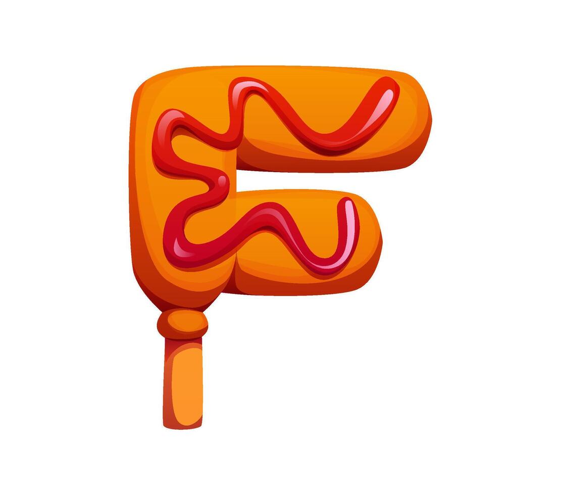 Fast food chicken nugget ABC font typeset letter F vector
